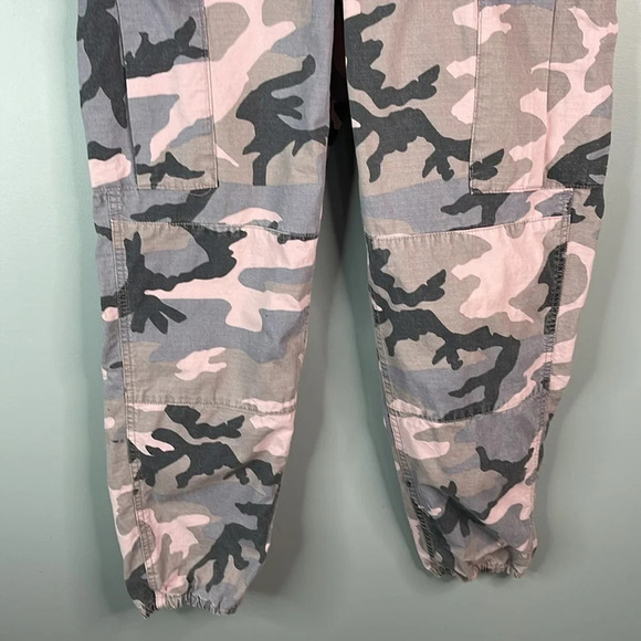 TOPSHOP Pink Grey Camo Cargo Utility Pants Jogger Canvas Adjustable Baddie 6 - Picture 4 of 13
